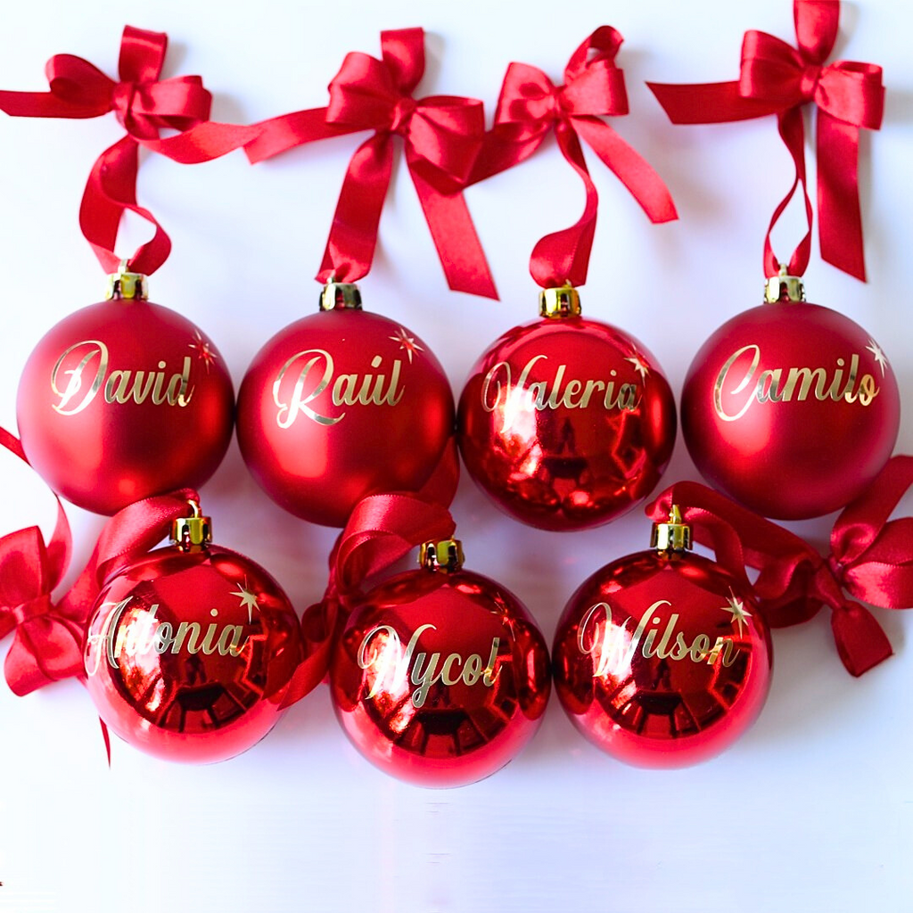 🎄Bola de Navidad Personalizada Roja o Plateado  X Unidad