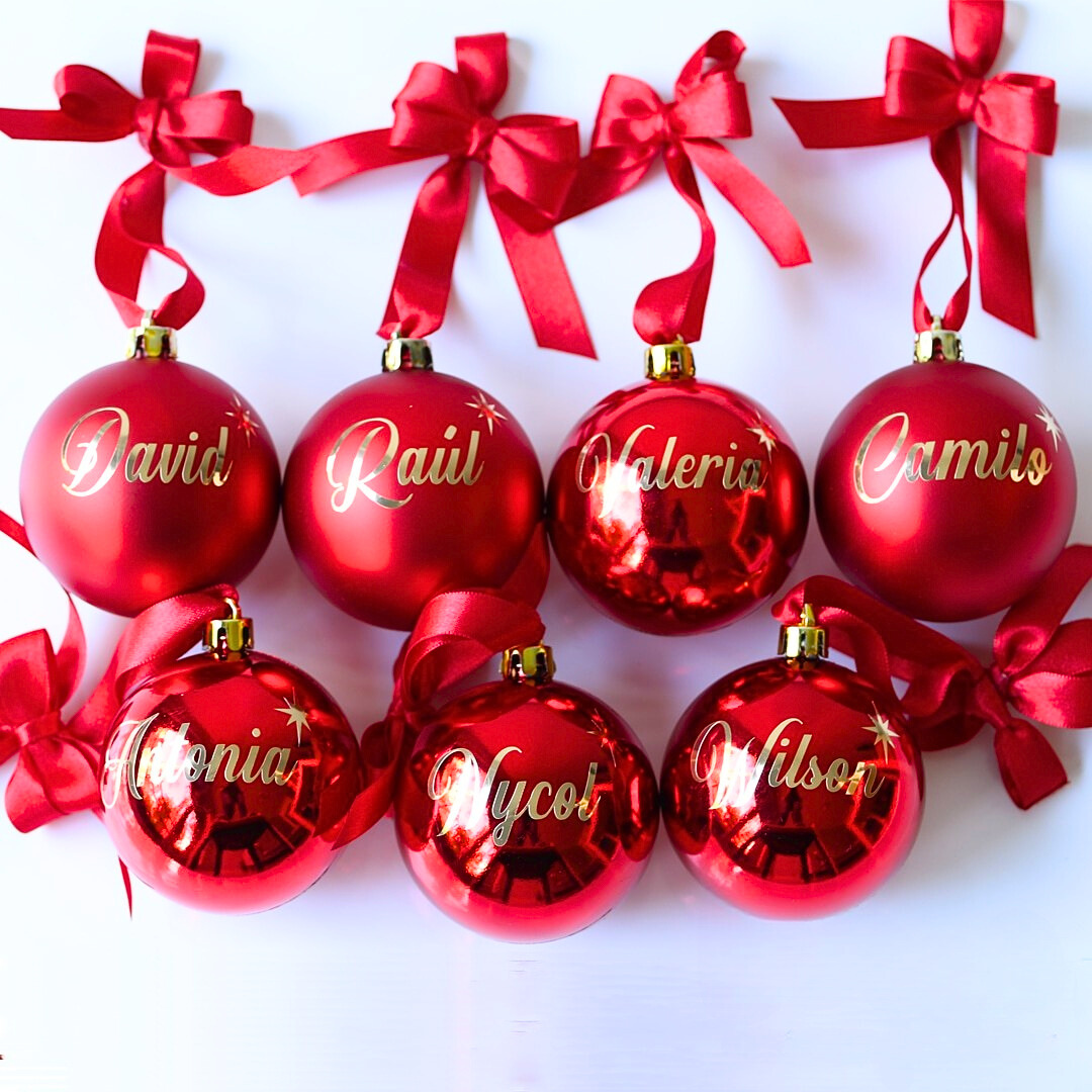 🎄Bola de Navidad Personalizada Roja o Plateado  X Unidad